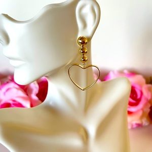 Gold heart drop earrings